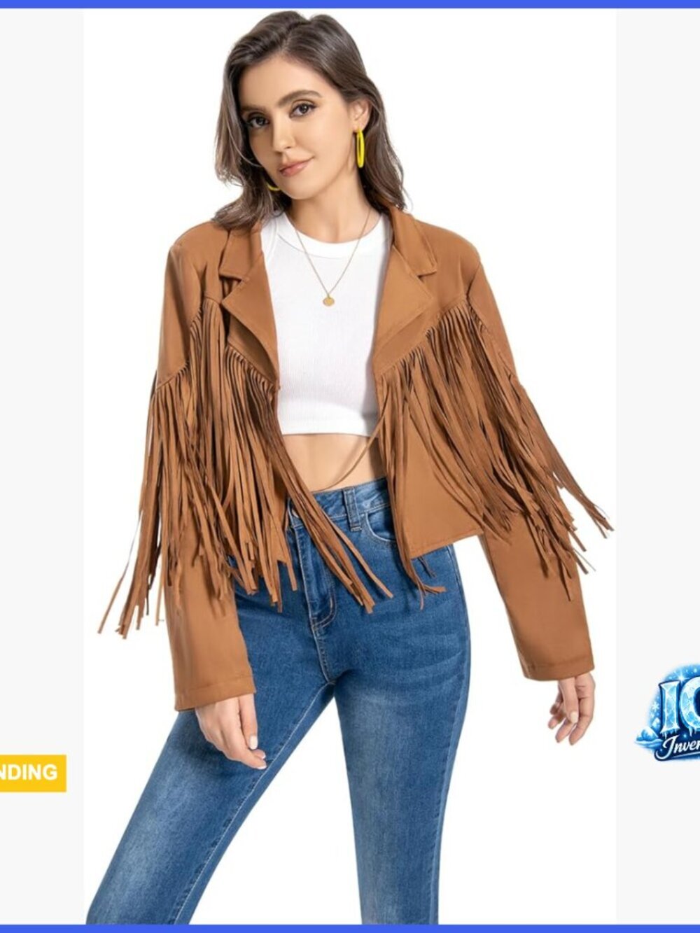 Faux Leather Fringe Jacket Crop Moto Top Western Cowgirl